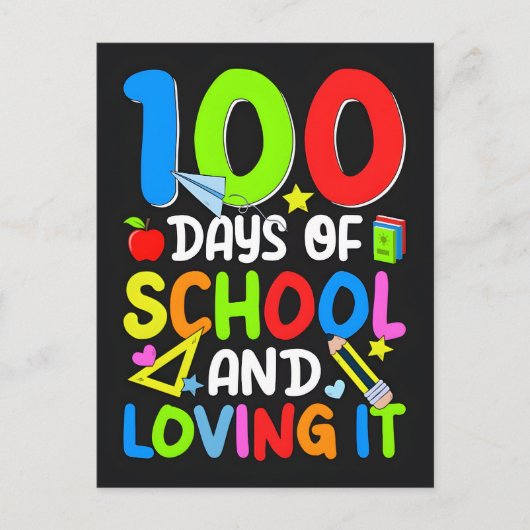 100 Days Of School And Loving It Vector Design シーズンポストカード (正面)