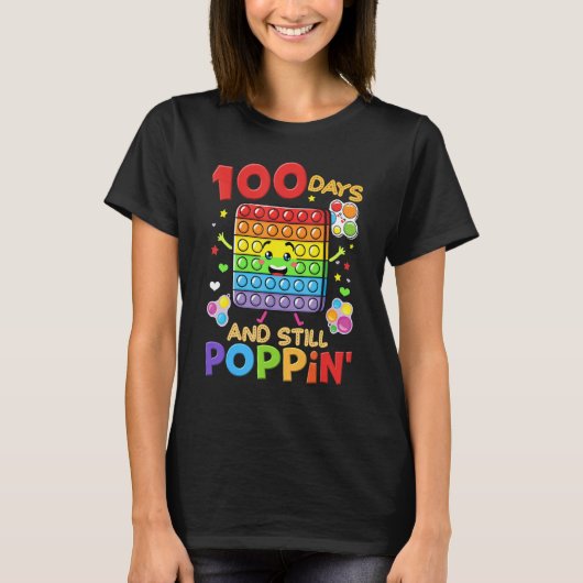 100 Days Of School And Still Poppin 100th Day Kids Tシャツ (正面)