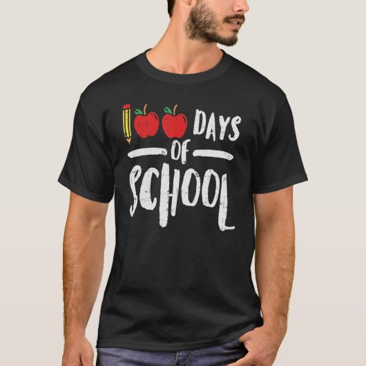 100 Days Of School Apple Shirt 100th Day Teacher P Tシャツ (正面)