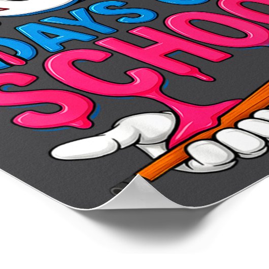 100 Days Of School Baseball Drip Bat 100th Day Of  ポスター (角)