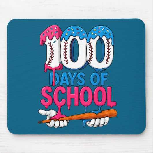 100 Days Of School Baseball Drip Bat 100th Day Of  マウスパッド (正面)