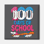 100 Days Of School Baseball Drip Bat 100th Day Of  マグネット (正面)