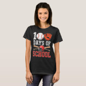 100 Days Of School Baseball Player Teacher Student Tシャツ (正面フル)