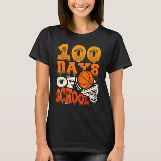100 Days Of School Basketball 100th Day Of School Tシャツ (正面)