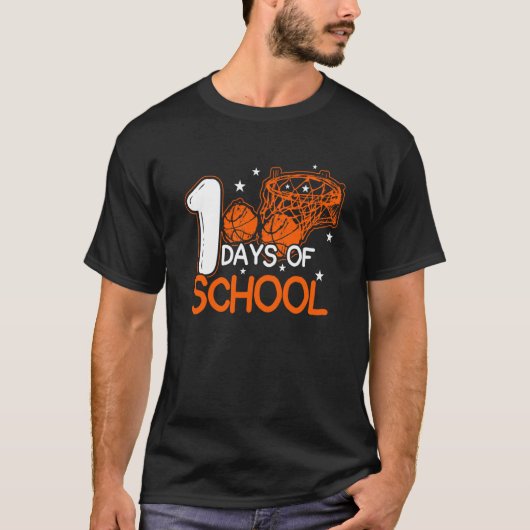 100 Days Of School Basketball Dunking Student Tシャツ (正面)