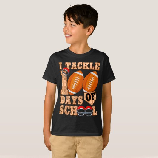 100 Days Of School Boys 100th Day Of School Footba Tシャツ (正面フル)