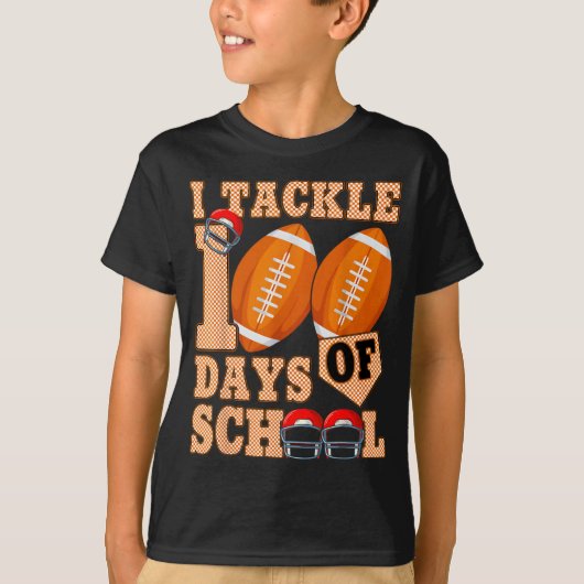 100 Days Of School Boys 100th Day Of School Footba Tシャツ (正面)