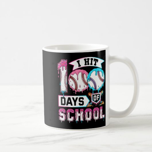 100 Days Of School Boys Baseball Drip 100th Day Ki コーヒーマグカップ (右)
