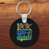 100 Days Of School Boys Basketball Drip 100th Day キーホルダー (正面)
