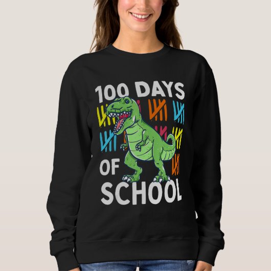 100 Days Of School Boys Dinosaur 100th Day Dino スウェットシャツ (正面)