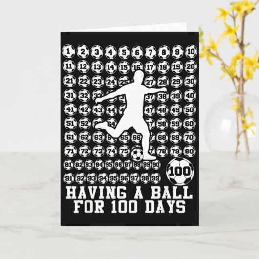 100 Days Of School Boys Soccer 100th Day Of School カード (黄色い花)