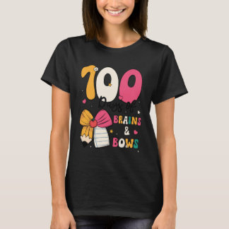 100 Days of School Brains and Bows 100th Day of Sc Tシャツ