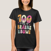 100 Days of School Brains and Bows 100th Day of Sc Tシャツ (正面)