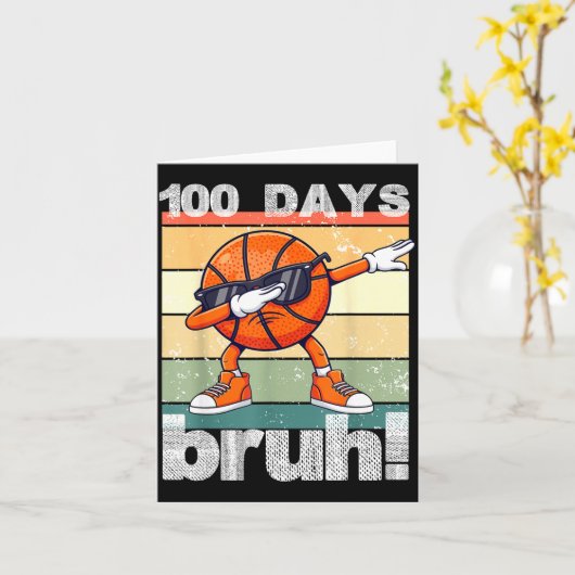 100 Days Of School Bruh Funny Kids Boys Dabbing Ba カード (黄色い花)