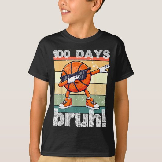 100 Days Of School Bruh Funny Kids Boys Dabbing Ba Tシャツ (正面)