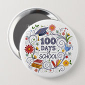 "100 Days of School" Button 缶バッジ (正面&裏面)