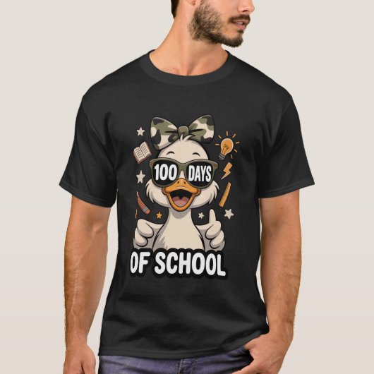 100 Days of School Camo Cap 100th Day Goose Kids G Tシャツ (正面)