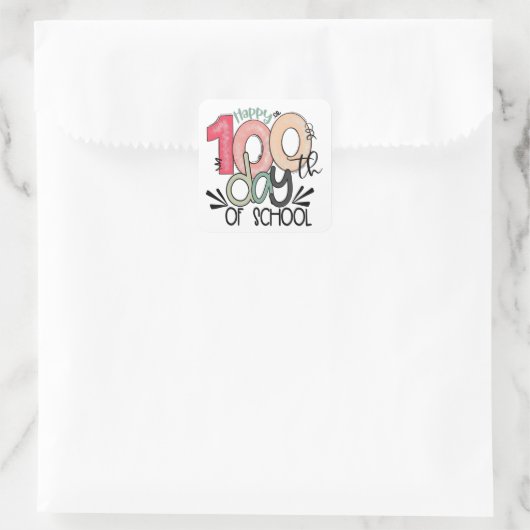 100 days of school celebration  スクエアシール (バッグ)