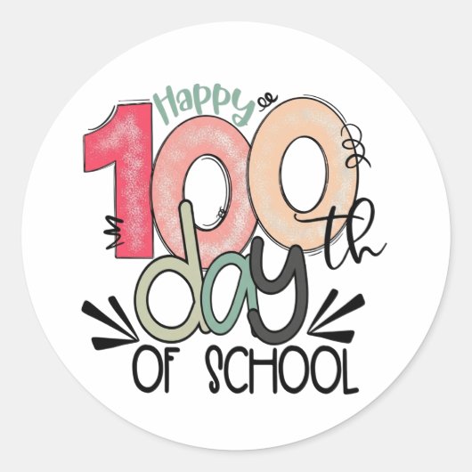 100 days of school celebration  ラウンドシール (正面)