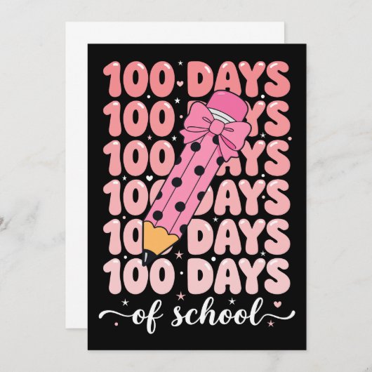 100 days of school celebration 招待状 (正面/裏面)