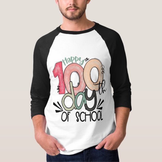 100 Days of School Celebration Basic Sleeve Raglan Tシャツ (正面)