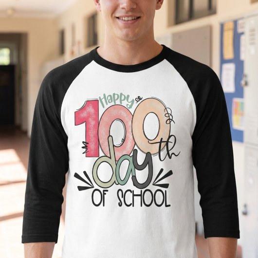 100 Days of School Celebration Basic Sleeve Raglan Tシャツ
