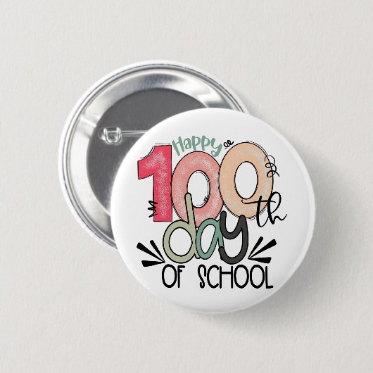 100 days of school celebration button / pin badge 缶バッジ (正面&裏面)