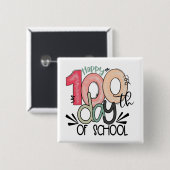 100 days of school celebration button / pin badge 缶バッジ (正面&裏面)