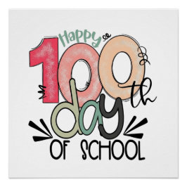 100 days of school celebration glossy ポスター