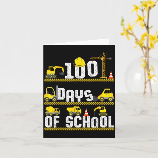 100 Days Of School Construction Truck 100th Day Bo カード (黄色い花)