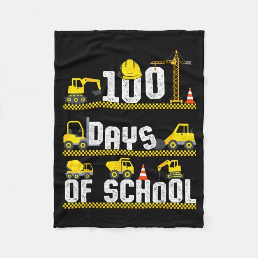 100 Days Of School Construction Truck 100th Day Bo フリースブランケット (正面)