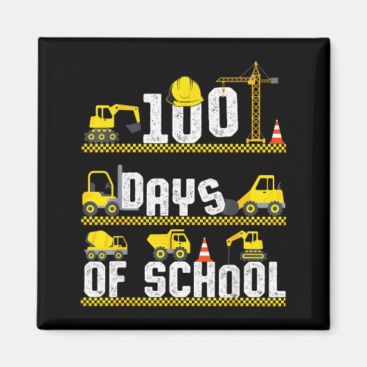 100 Days Of School Construction Truck 100th Day Bo マグネット (正面)