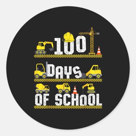100 Days Of School Construction Truck 100th Day Bo ラウンドシール (正面)