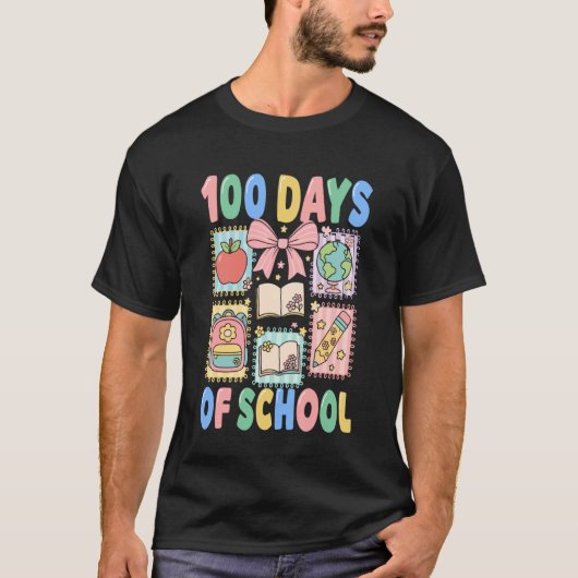 100 Days of School Coquette 100 Days Smarter 100th Tシャツ (正面)