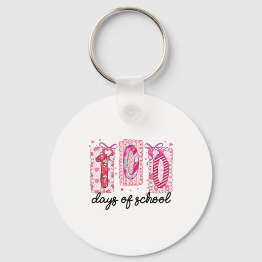 100 Days Of School Coquette Valentine Girls Teache キーホルダー (正面)