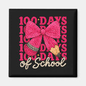 100 Days Of School Crochet Bow Pencil 100th Day Of マグネット (正面)