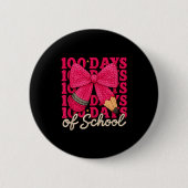 100 Days Of School Crochet Bow Pencil 100th Day Of 缶バッジ (正面)
