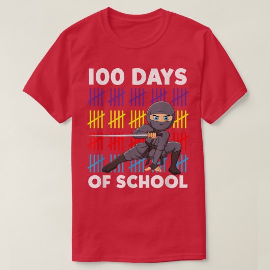 100 Days Of School Cute Japanese Warrior Samurai N Tシャツ (デザイン正面)