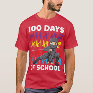 100 Days Of School Cute Japanese Warrior Samurai N Tシャツ