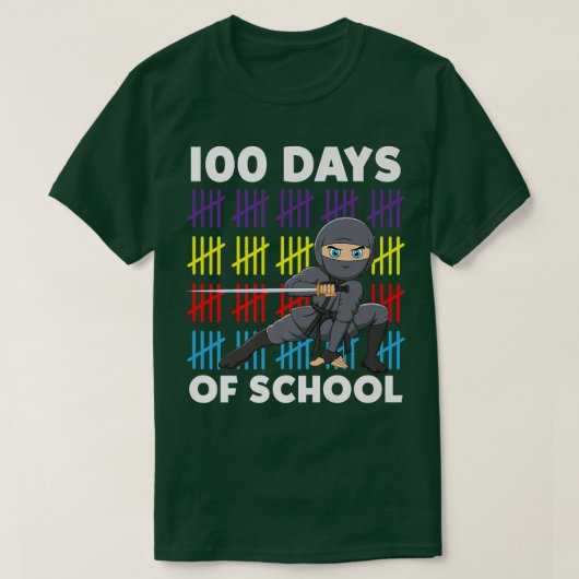 100 Days Of School Cute Japanese Warrior Samurai N Tシャツ (デザイン正面)