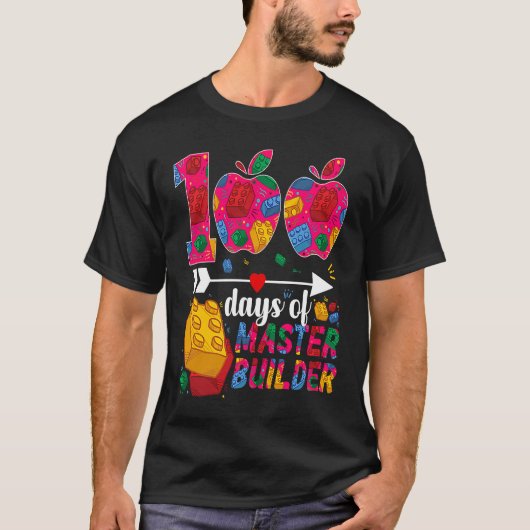 100 Days of School Cute Toy Build Bricks Teacher S Tシャツ (正面)