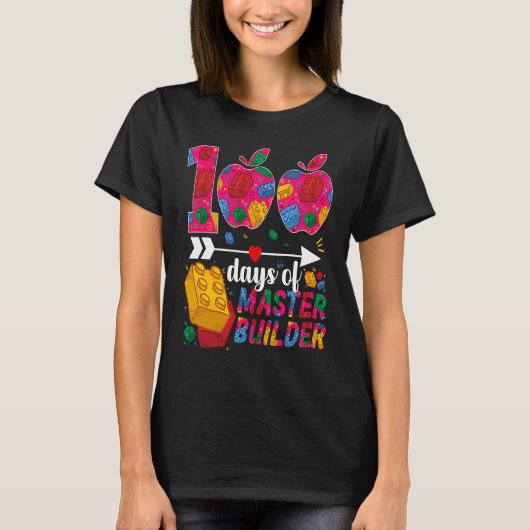 100 Days of School Cute Toy Build Bricks Teacher S Tシャツ (正面)