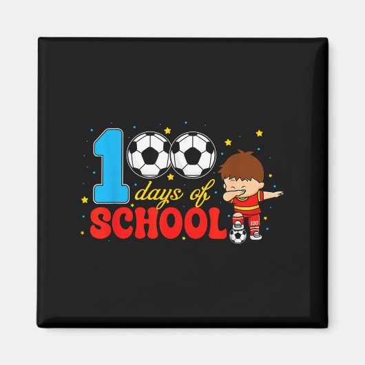 100 Days Of School Dabbing Boy Soccer 100 Days Sma マグネット (正面)