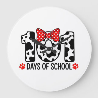 100 Days of School Dalmatian Dog Boy Kid 100th Day ラージ壁時計
