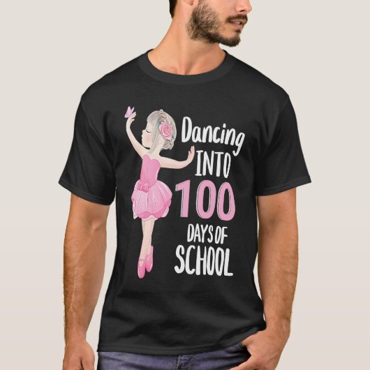 100 Days of School Dancing Ballerina Ballet Dancer Tシャツ (正面)