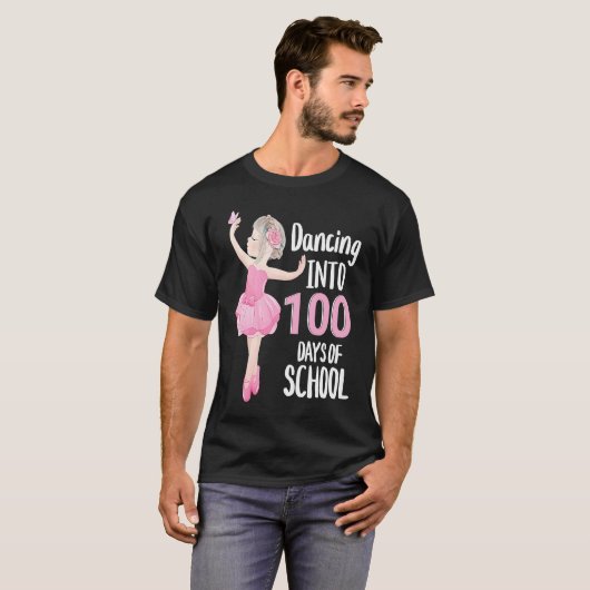 100 Days of School Dancing Ballerina Ballet Dancer Tシャツ (正面フル)