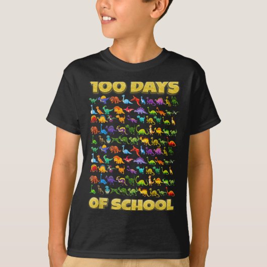 100 Days Of School Dinosaur 100 Days Smarter  Tシャツ (正面)