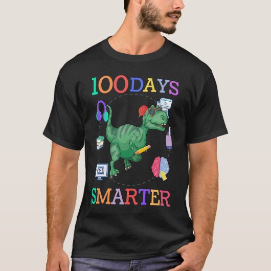 100 days of school dinosaur boys kids 100th day ki tシャツ (正面)