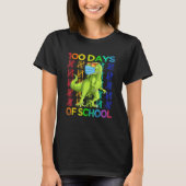 100 Days Of School Dinosaur Rex Wearing Mask Smart Tシャツ (正面)