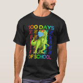 100 Days Of School Dinosaur Rex Wearing Mask Smart Tシャツ (正面)